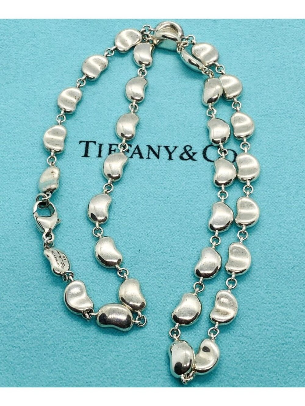 Tiffany & Co Elsa Peretti Sterling Silver 925 Bean Link Necklace 16.25"